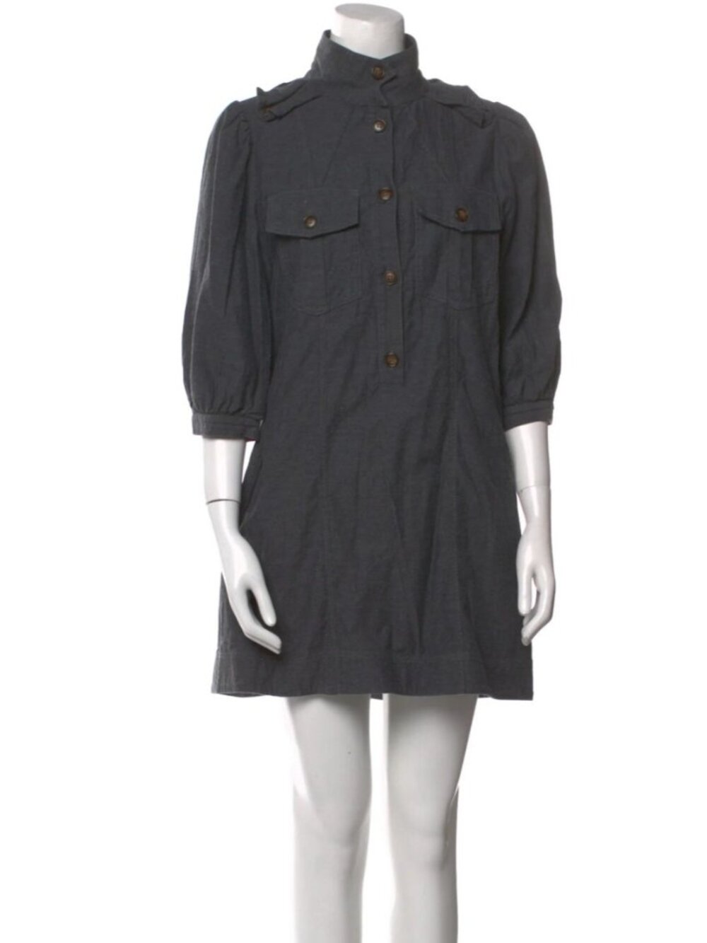 G Label By Goop Utility Shirt Dress Womens 4 Gray Brushed Twill Mini